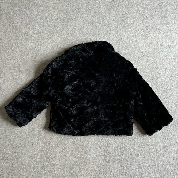 Black faux fur cropped coat - Picture 3 of 4